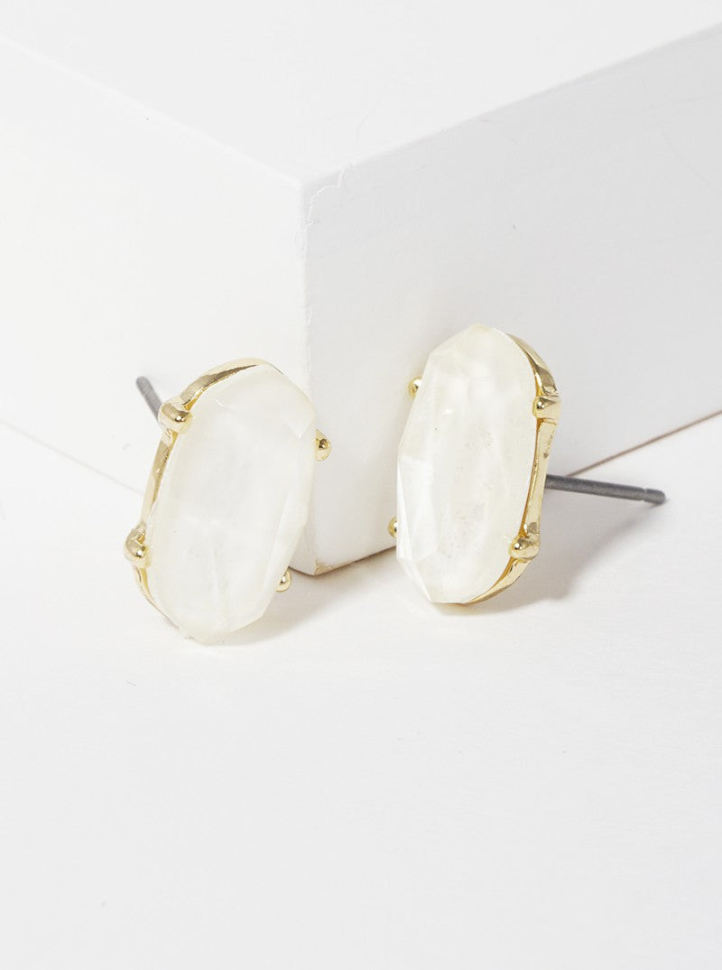 4-Prong Faceted Glass Bead Post Stud Earrings