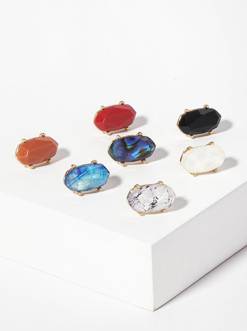 4-Prong Faceted Glass Bead Post Stud Earrings