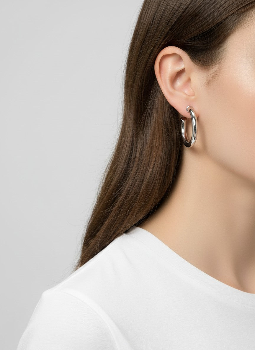 40-mm Elegant Medium Post Back Hoop Earrings
