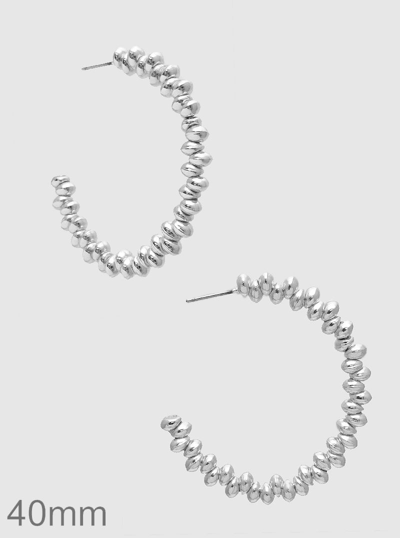 40MM METAL BALL BEAD HOOP EARRINGS