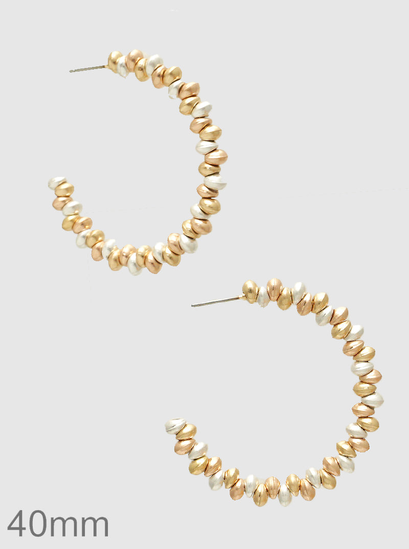 40MM METAL BALL BEAD HOOP EARRINGS
