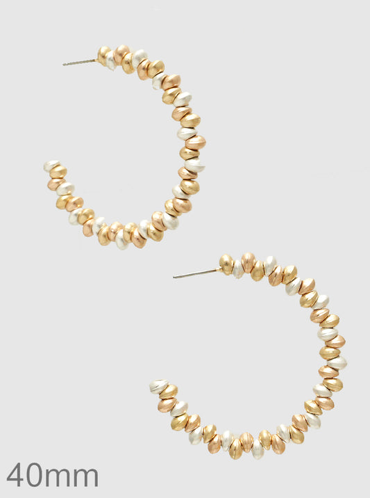40MM METAL BALL BEAD HOOP EARRINGS