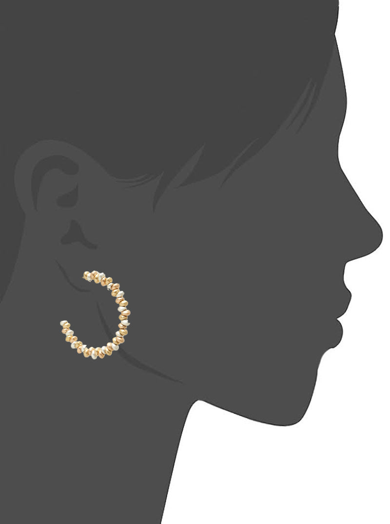 40MM METAL BALL BEAD HOOP EARRINGS