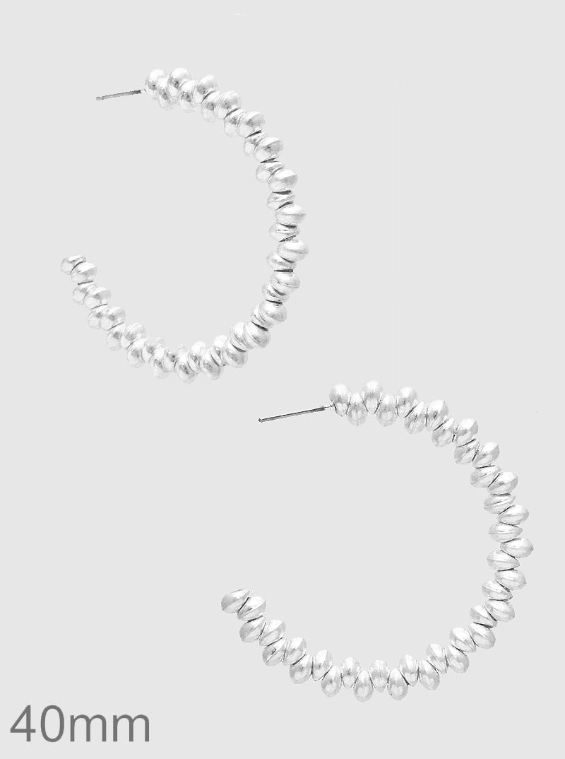 40MM METAL BALL BEAD HOOP EARRINGS