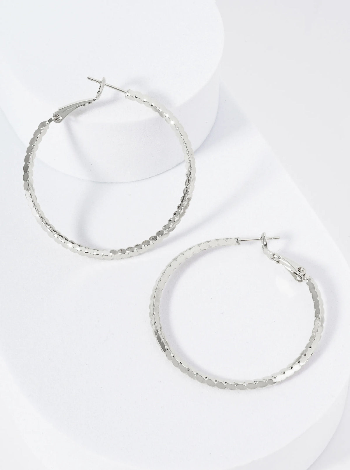 40mm 14K-Gold-Dipped 4-Sided Sparkling Textured Brass Latch-Back Hoop Earrings