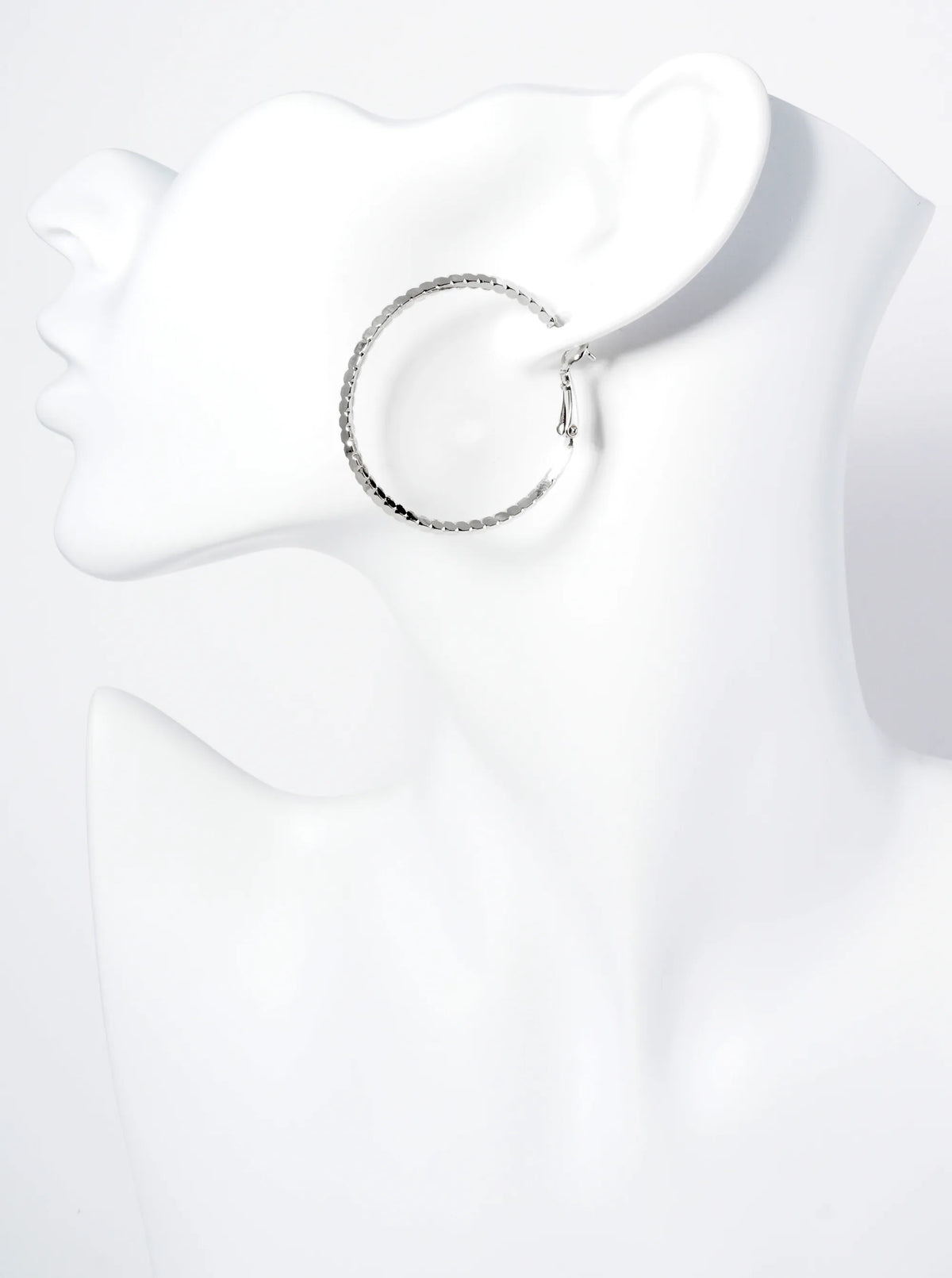 40mm 14K-Gold-Dipped 4-Sided Sparkling Textured Brass Latch-Back Hoop Earrings