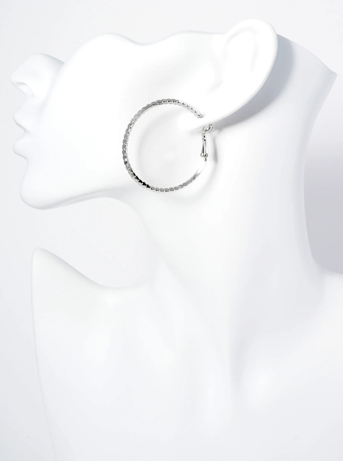 40mm 14K-Gold-Dipped 4-Sided Sparkling Textured Brass Latch-Back Hoop Earrings