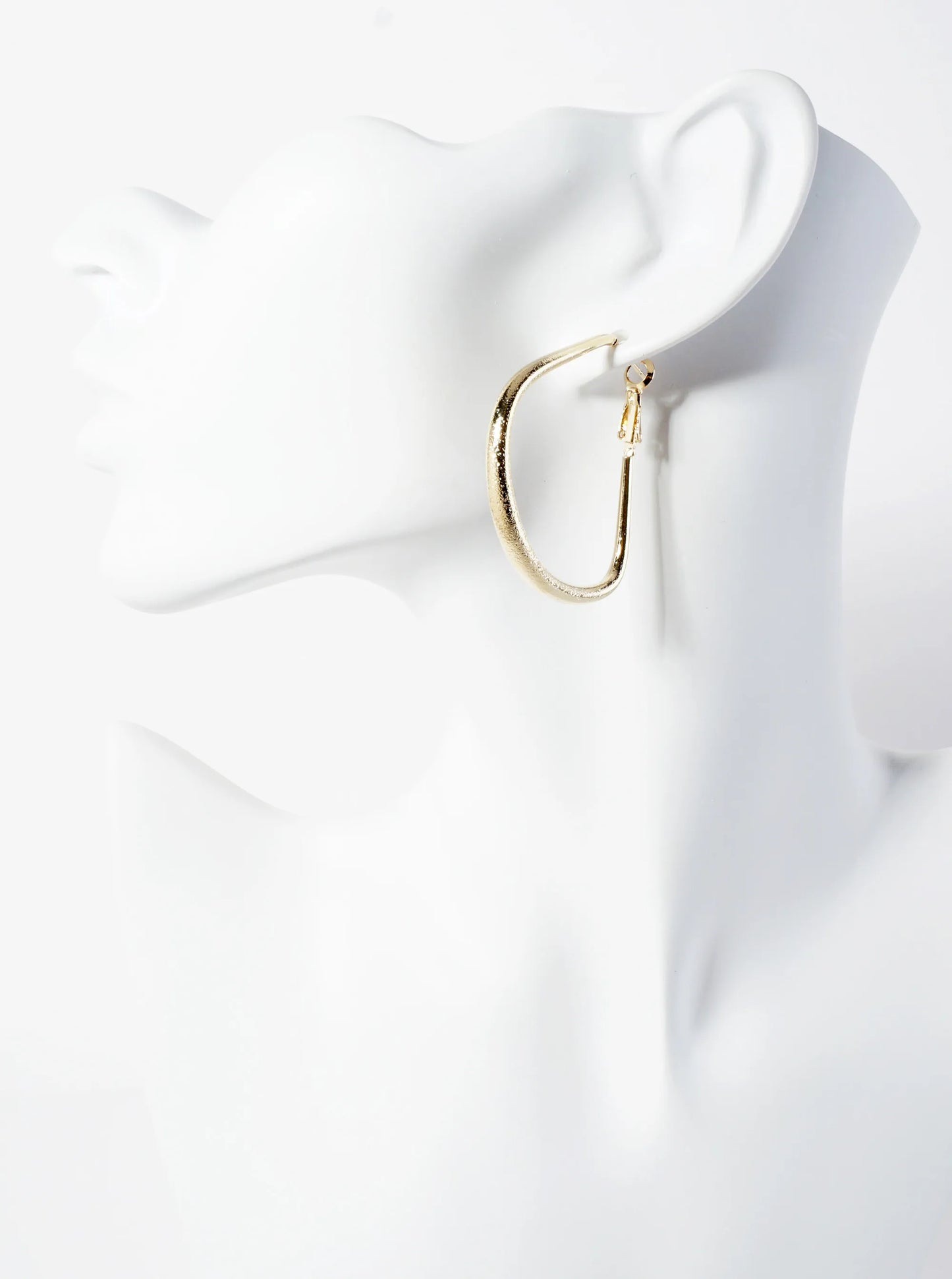 40mm 14K-Gold-Dipped Shimmer-texture Circular-Sector Tapered Latch-back Hoop Earrings