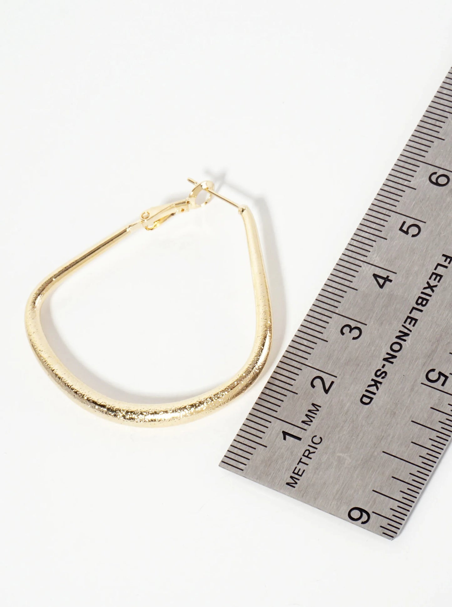 40mm 14K-Gold-Dipped Shimmer-texture Circular-Sector Tapered Latch-back Hoop Earrings