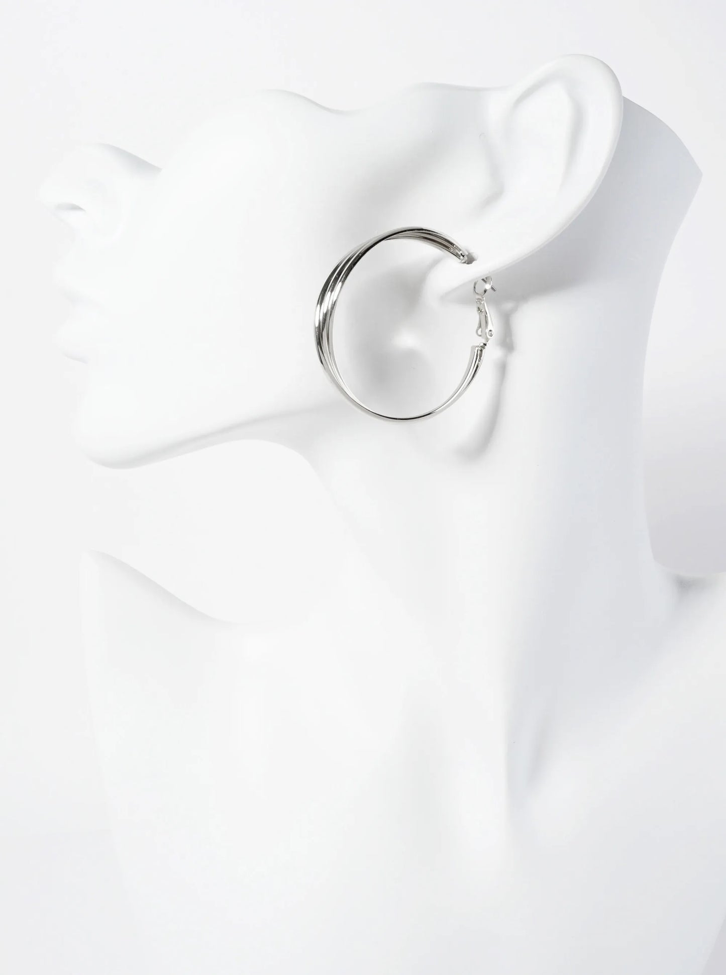40mm 14K-Gold-Dipped Three Twisted Lines Latch-Back Hoop Earrings