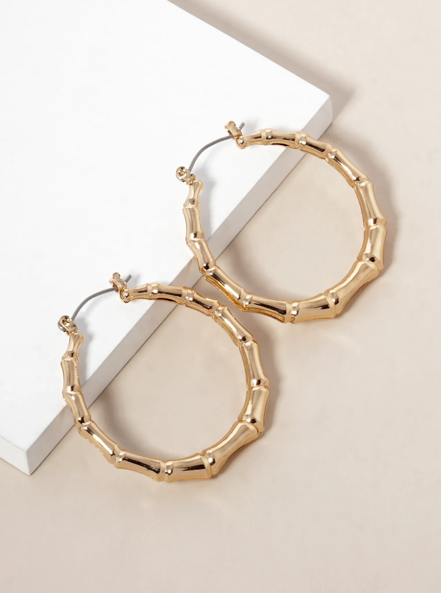 40mm Bamboo Metallic Hollow Hoop Earrings
