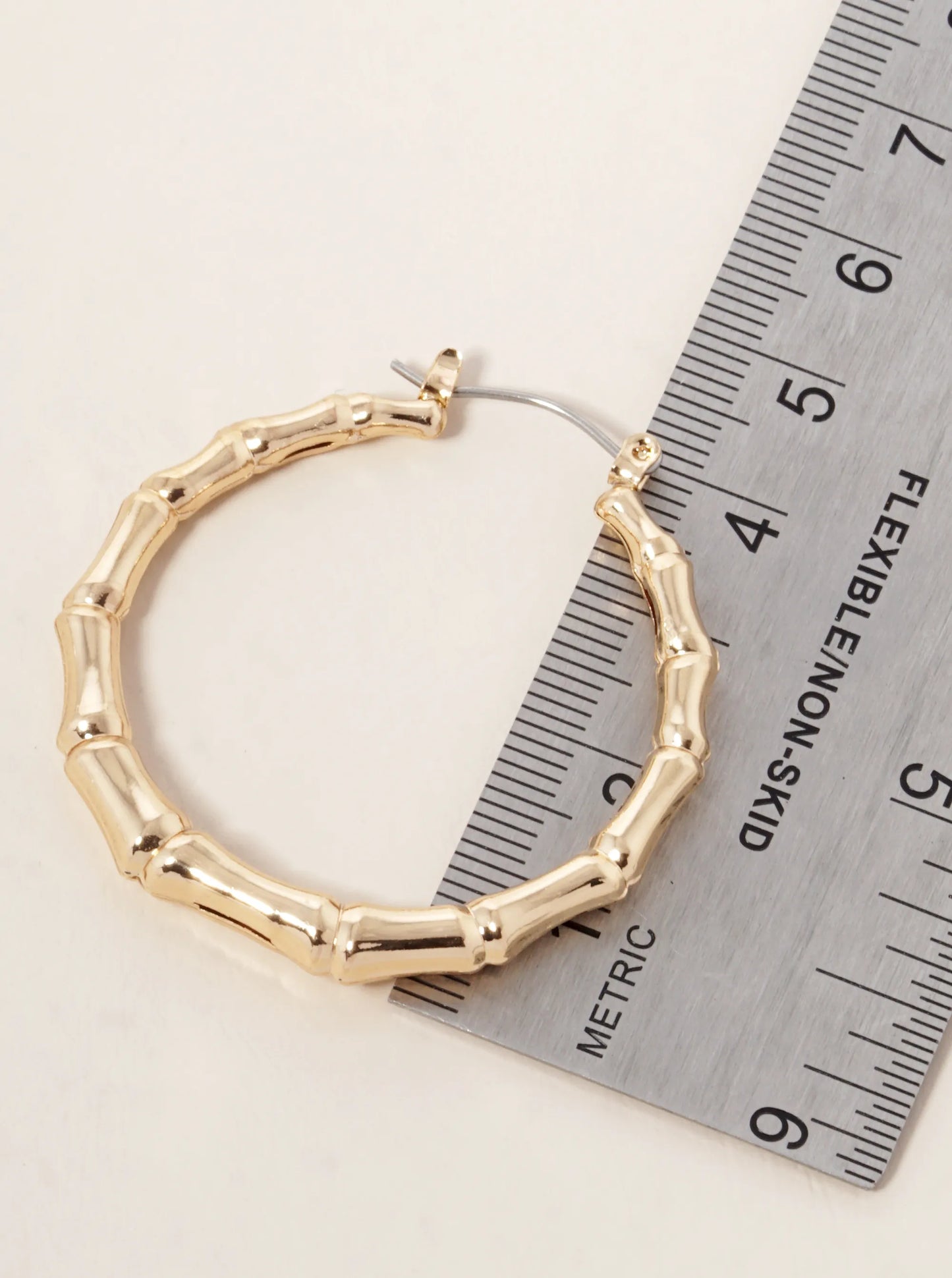 40mm Bamboo Metallic Hollow Hoop Earrings