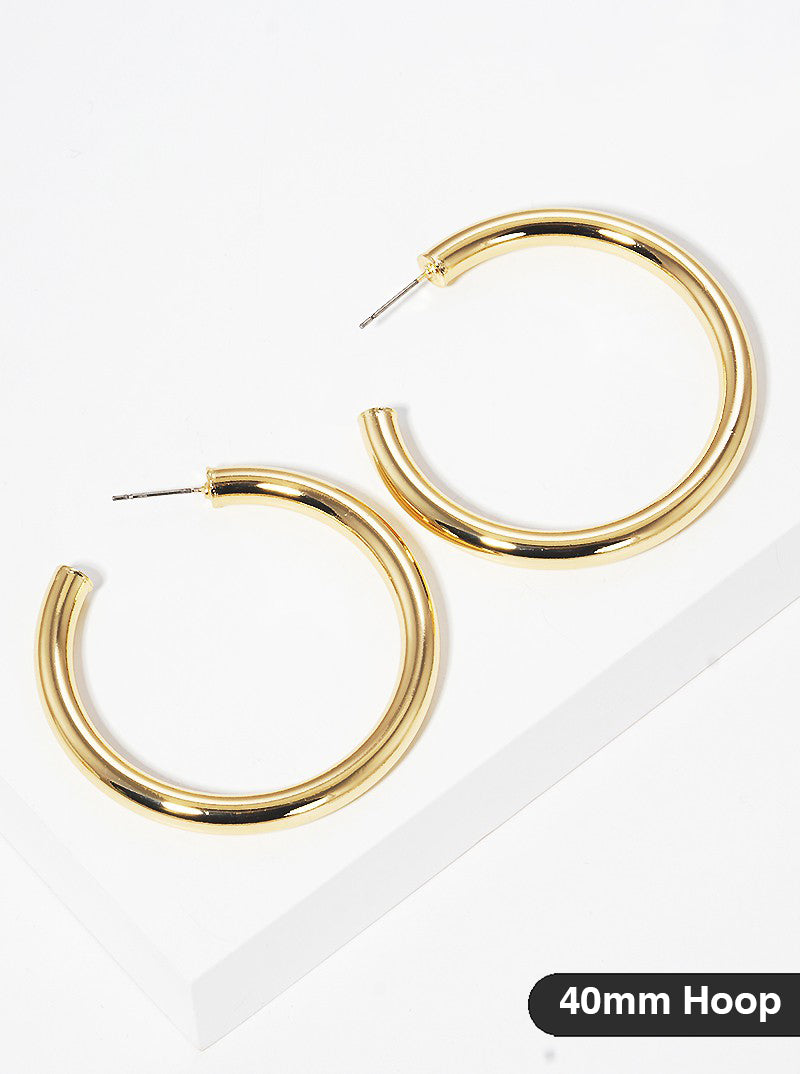 40mm Bold Brass Hollow Hoop Earrings