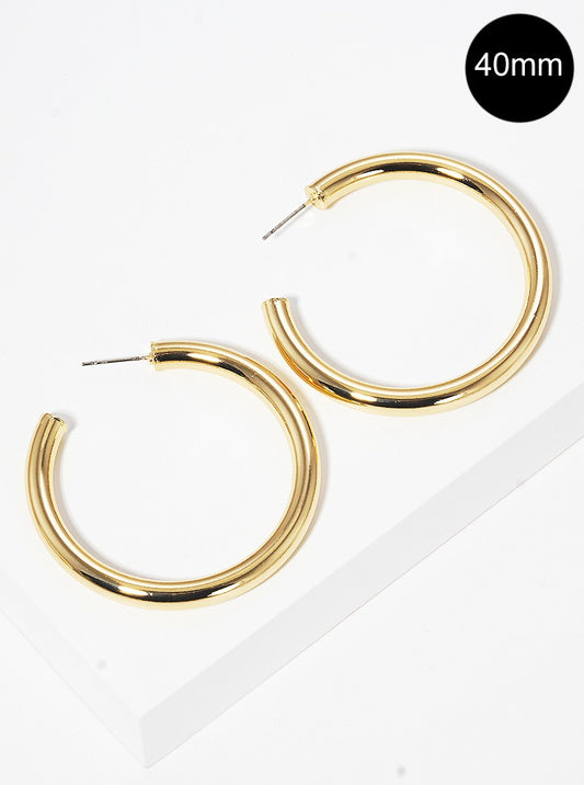 40mm Bold Brass Hollow Hoop Earrings