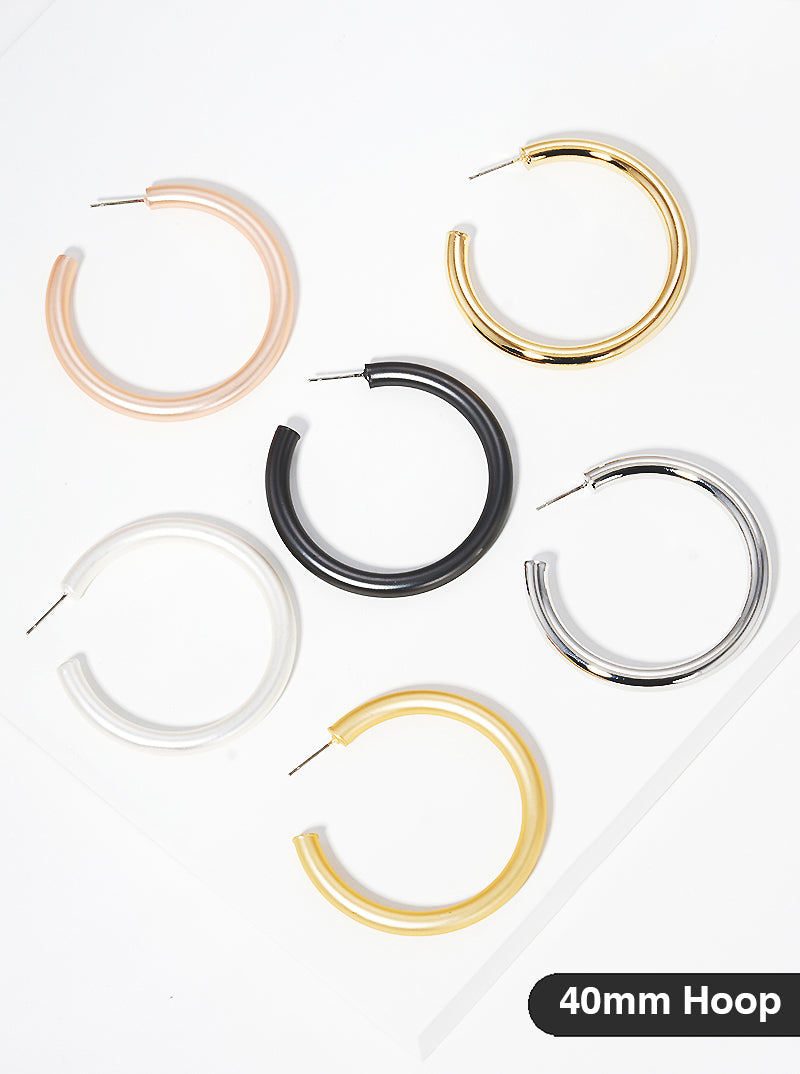 40mm Bold Brass Hollow Hoop Earrings