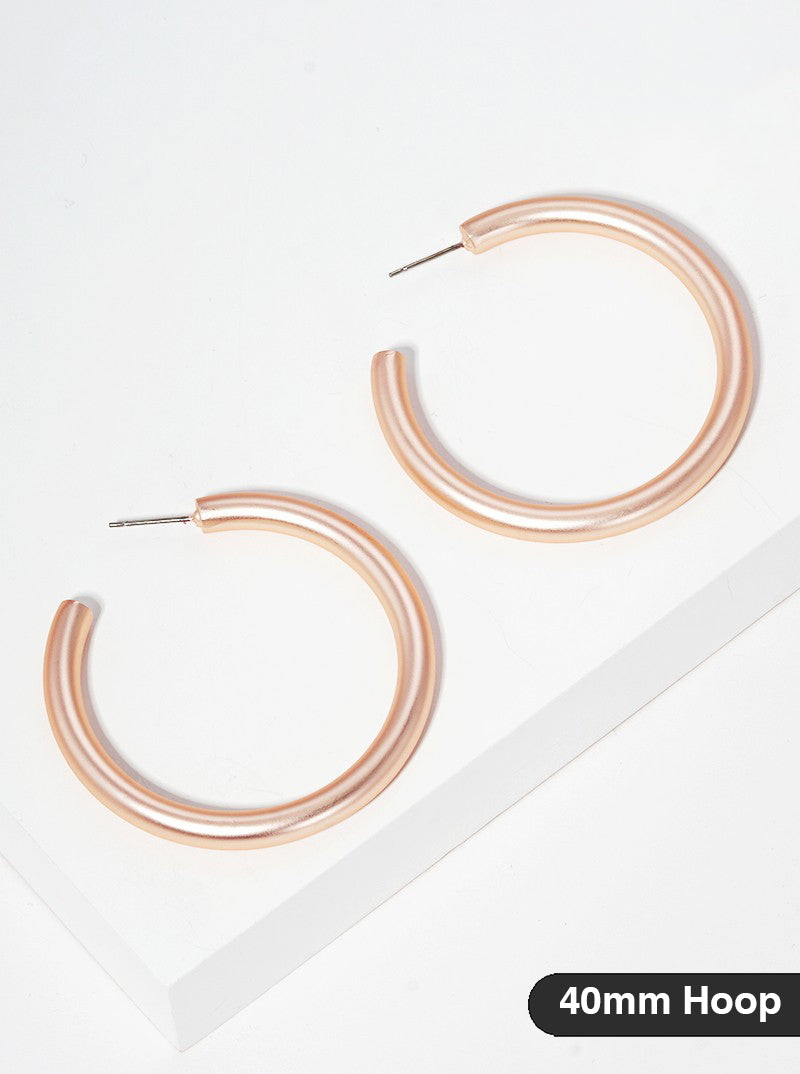 40mm Bold Brass Hollow Hoop Earrings