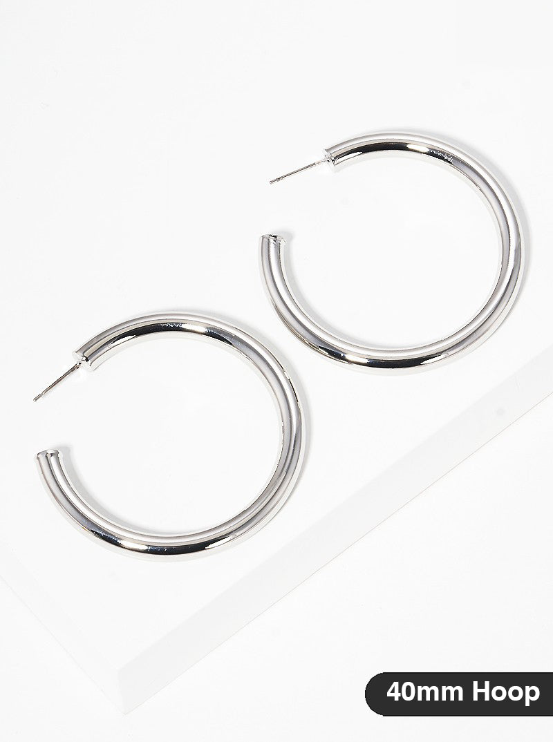 40mm Bold Brass Hollow Hoop Earrings