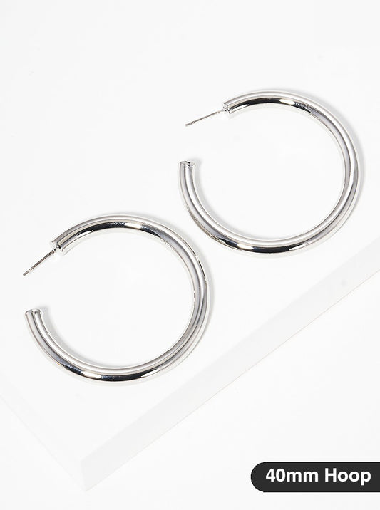 40mm Bold Brass Hollow Hoop Earrings