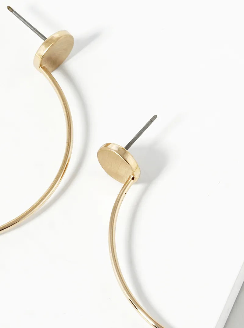 40mm Brass Hoop On Button Stud Earrings