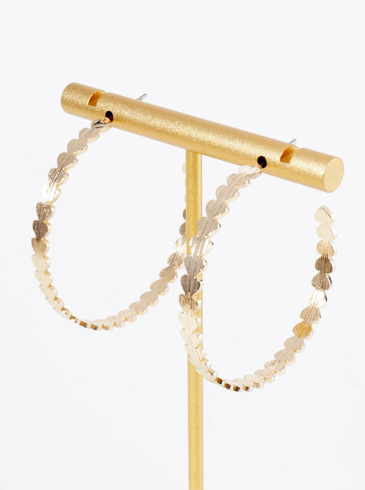 40mm Brushed Metal Lightweight Heart Hoop Earrings