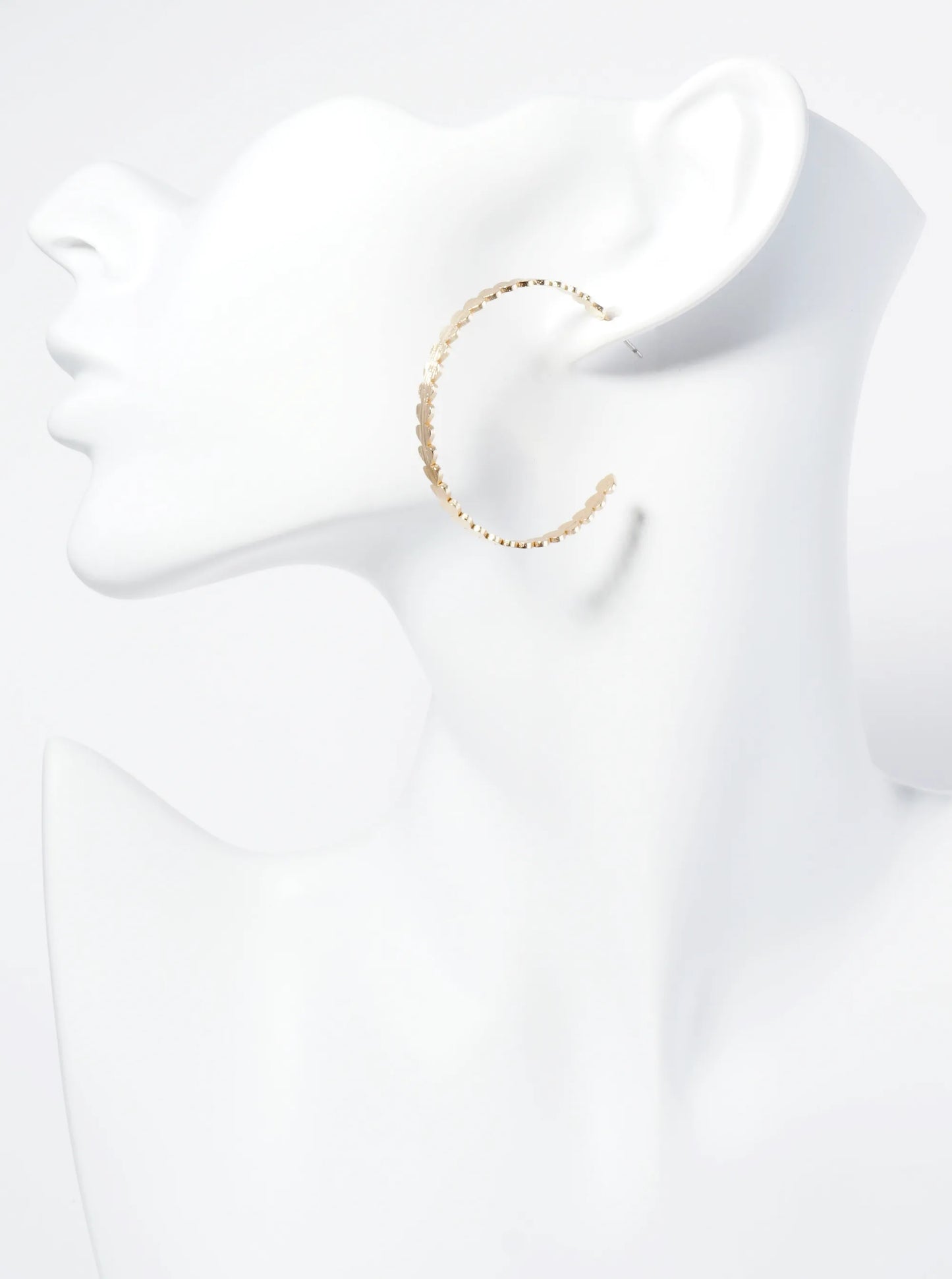 40mm Brushed Metal Lightweight Heart Hoop Earrings