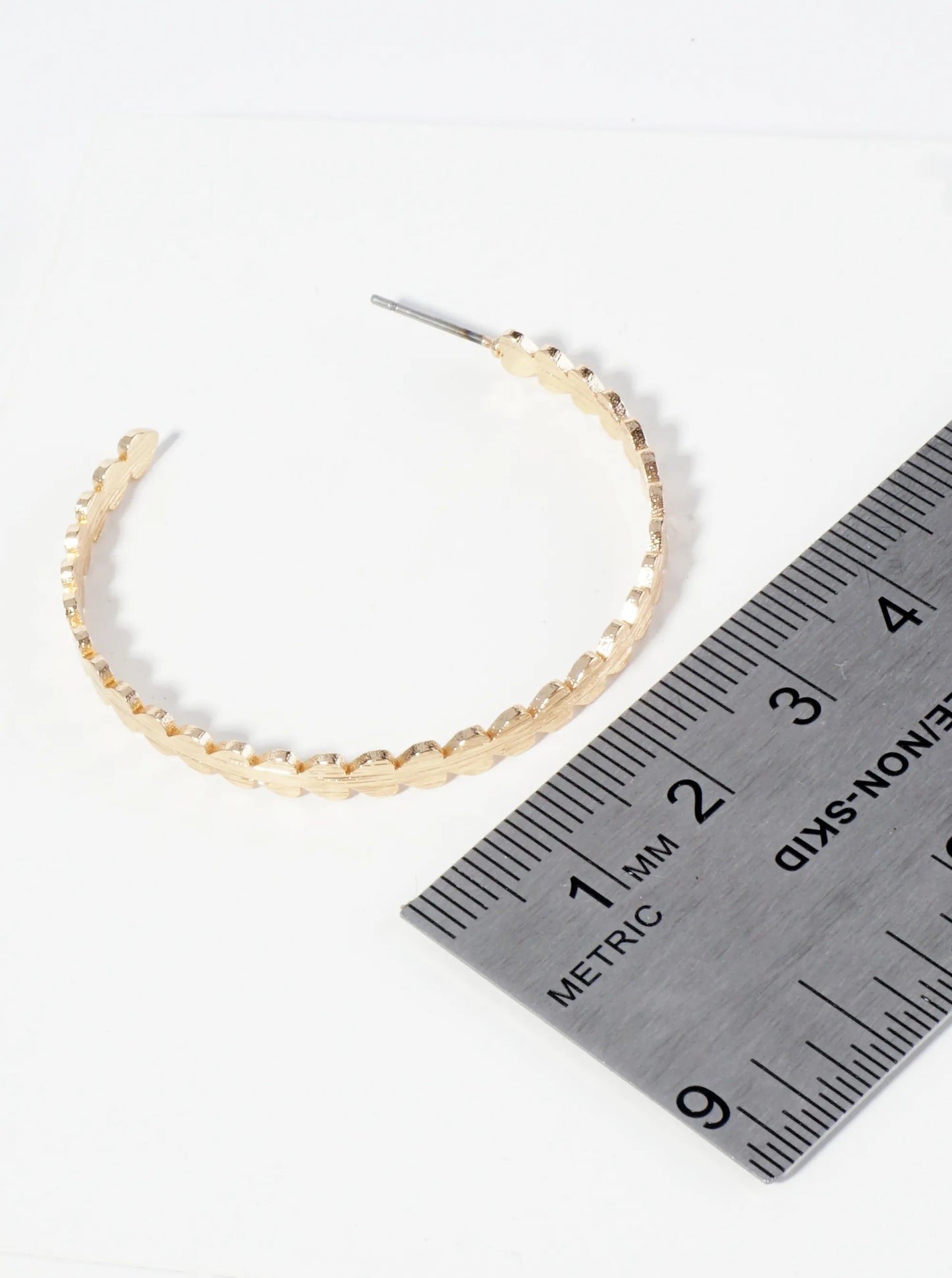 40mm Brushed Metal Lightweight Heart Hoop Earrings