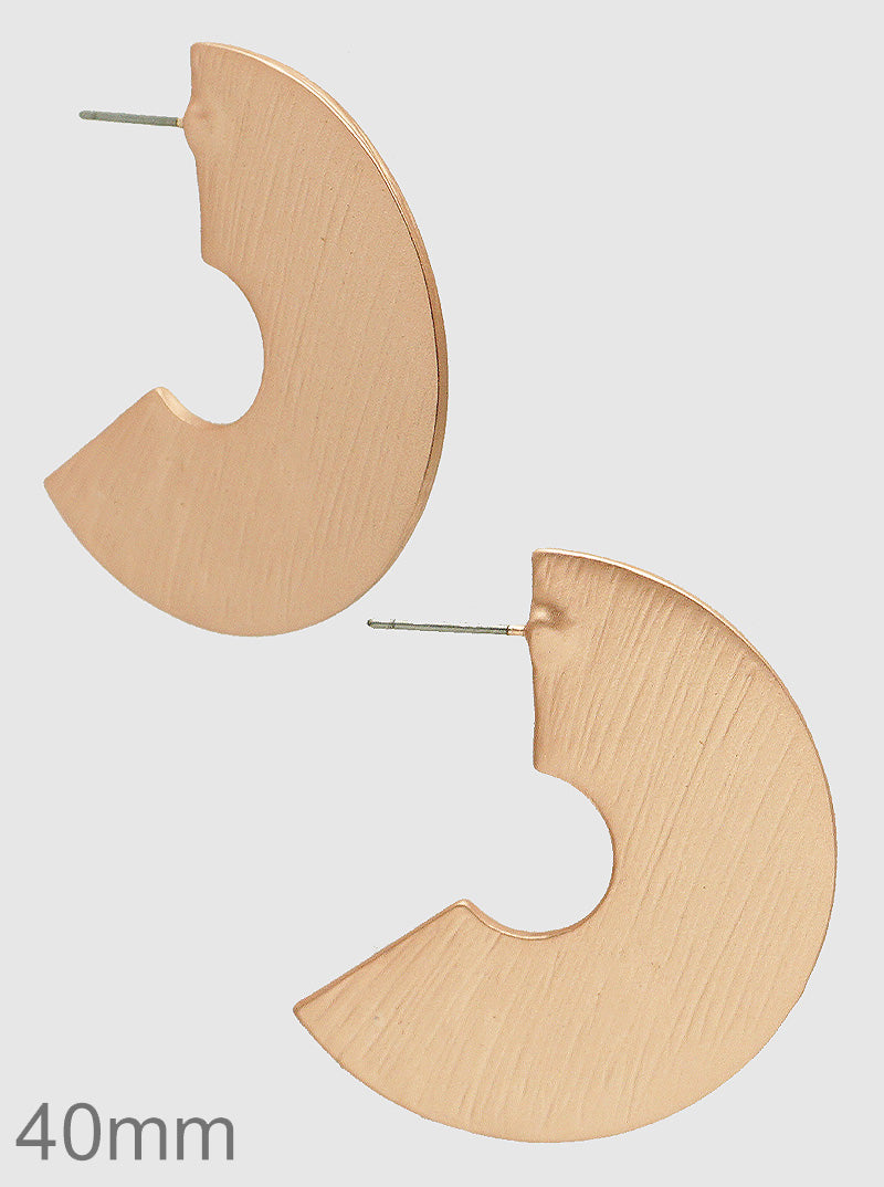 40mm Brushed-Texture Push-Back Hoop Earrings