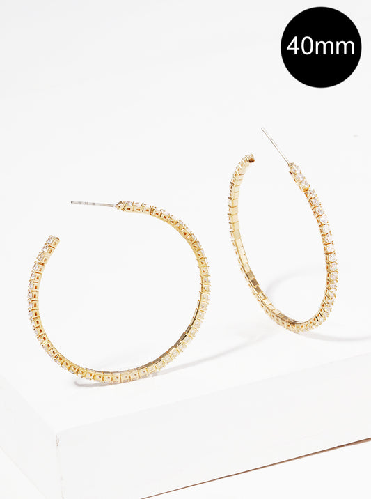 40mm CZ Pave Open Hoop Earrings