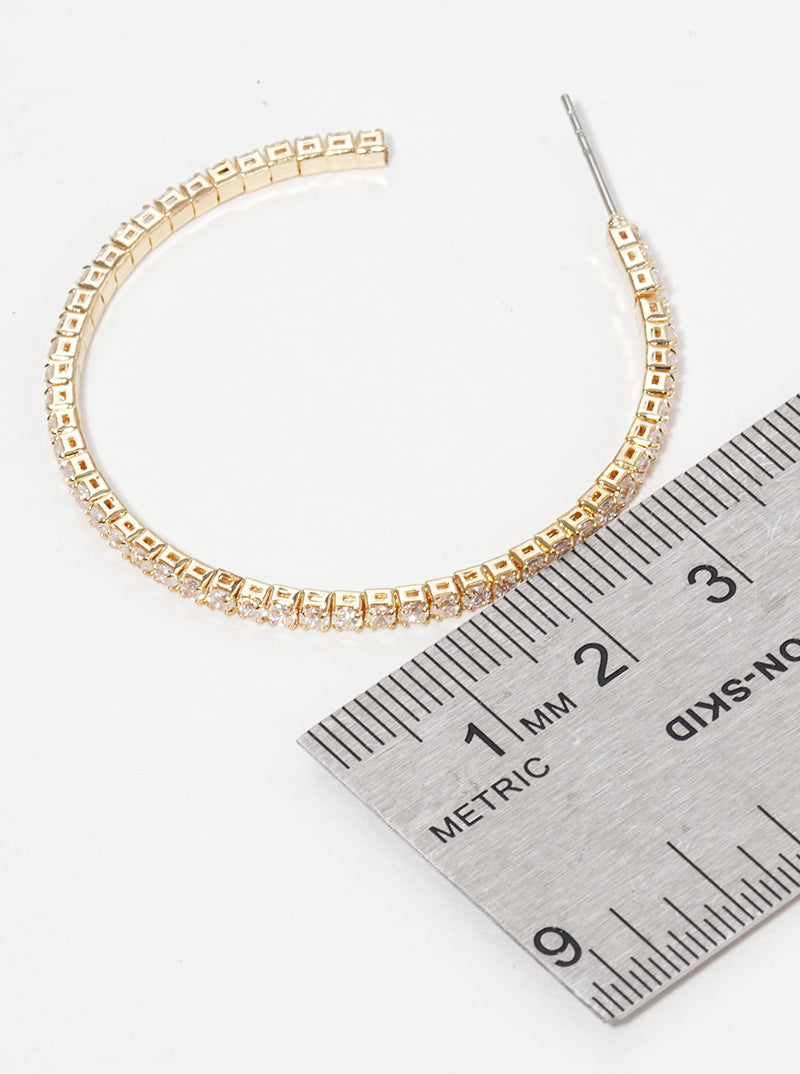 40mm CZ Pave Open Hoop Earrings