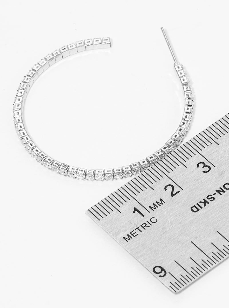 40mm CZ Pave Open Hoop Earrings