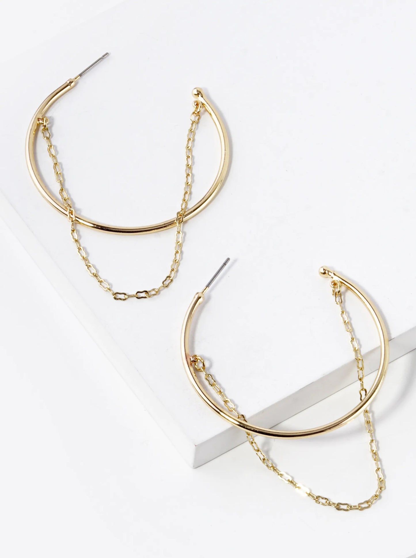 40mm Chain Drape Open Hoop Earrings