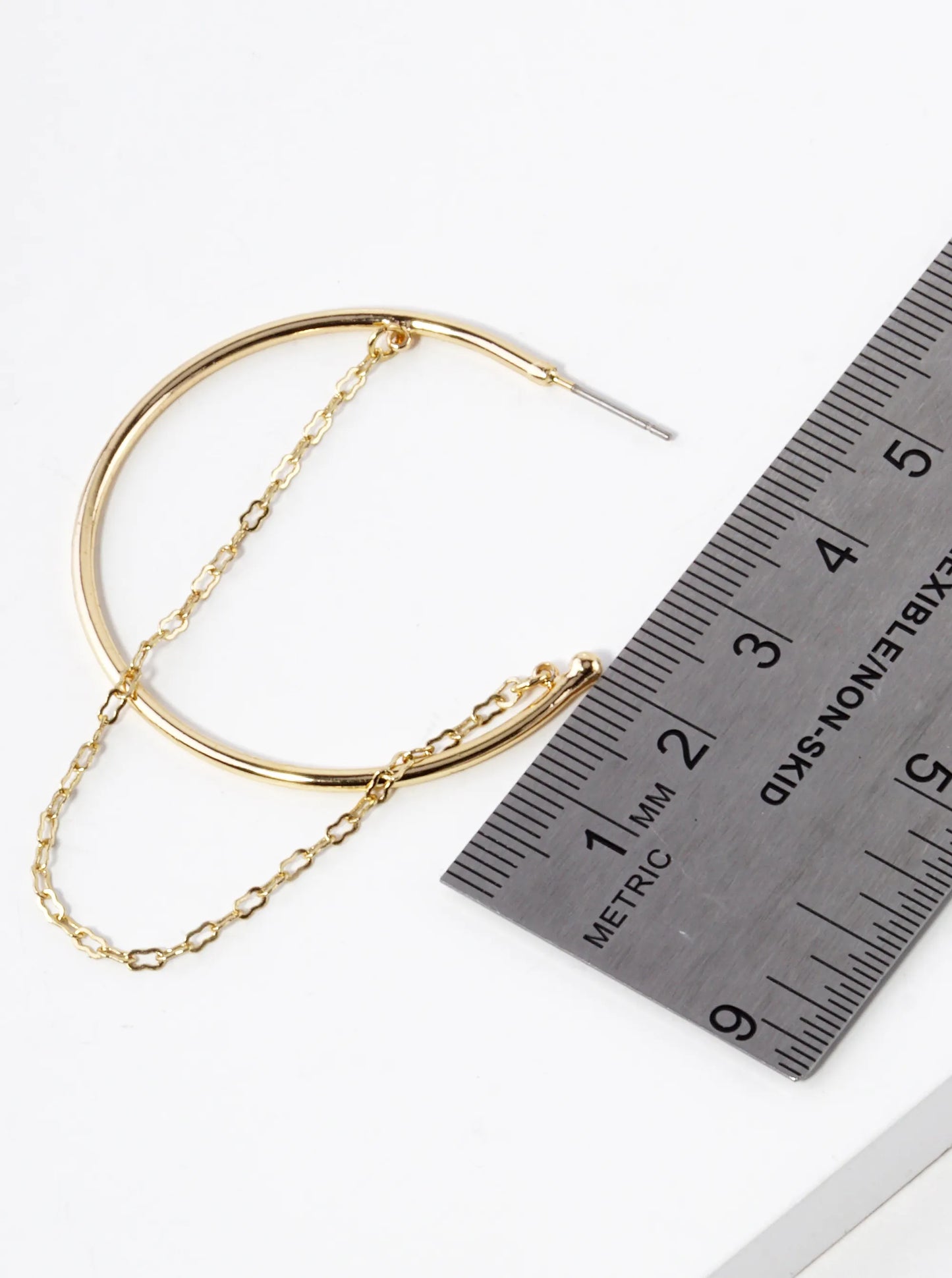 40mm Chain Drape Open Hoop Earrings