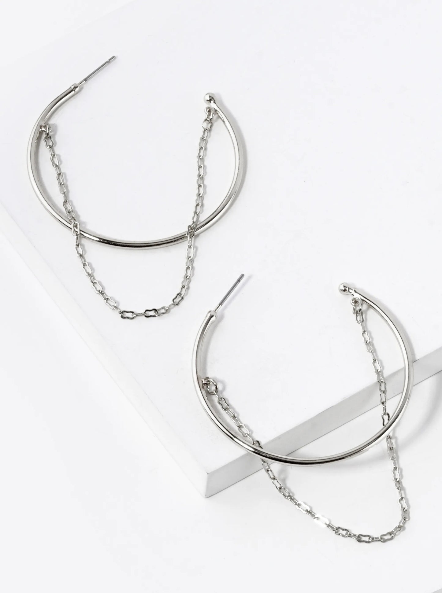 40mm Chain Drape Open Hoop Earrings