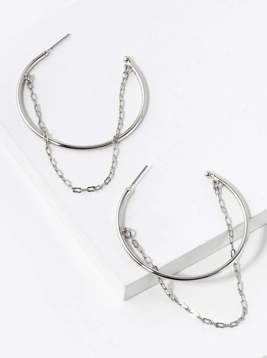 40mm Chain Drape Open Hoop Earrings