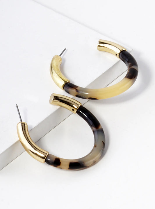 40mm Circular Acetate Hoop Earrings With Gold Accents