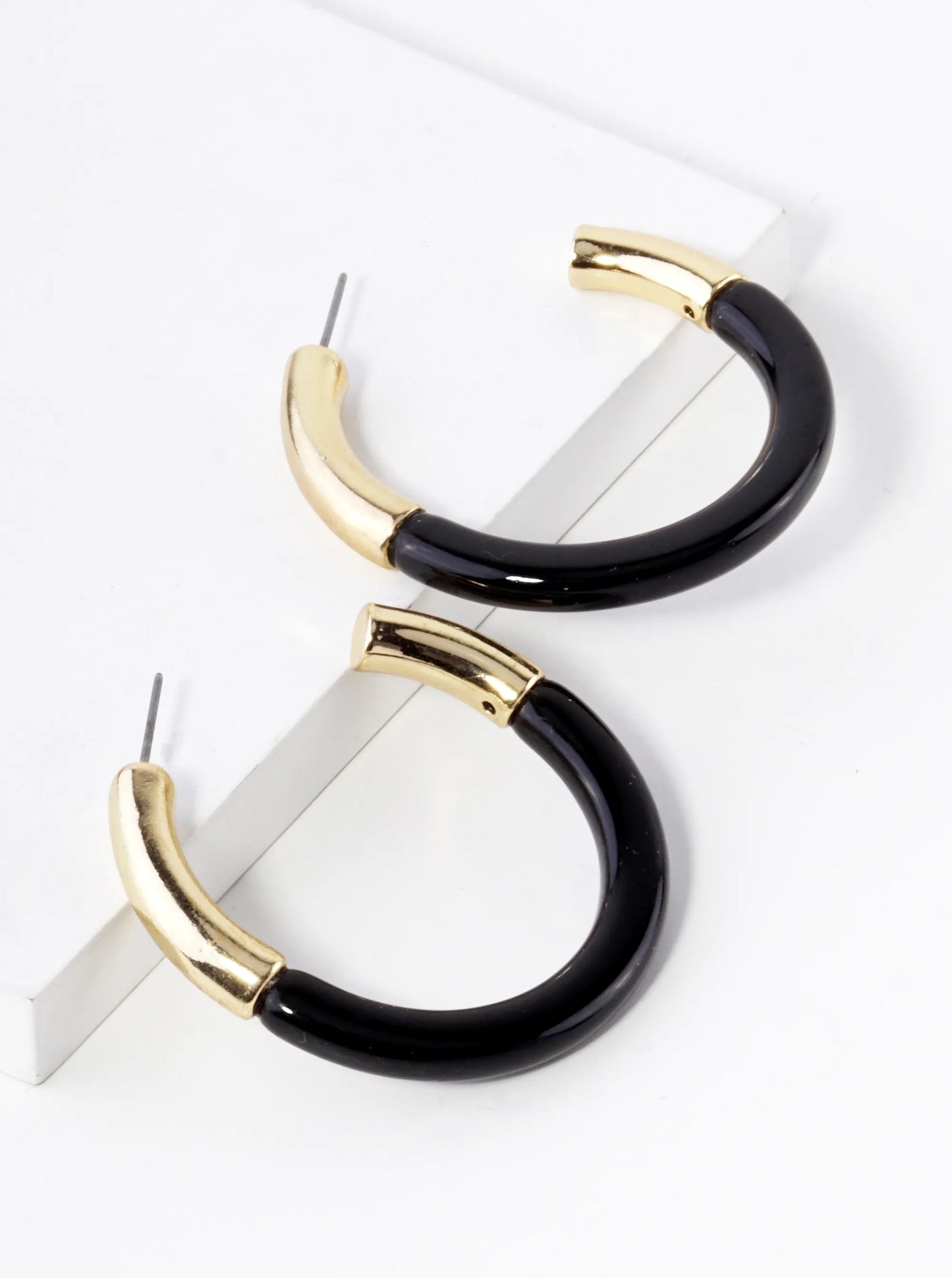 40mm Circular Acetate Hoop Earrings With Gold Accents