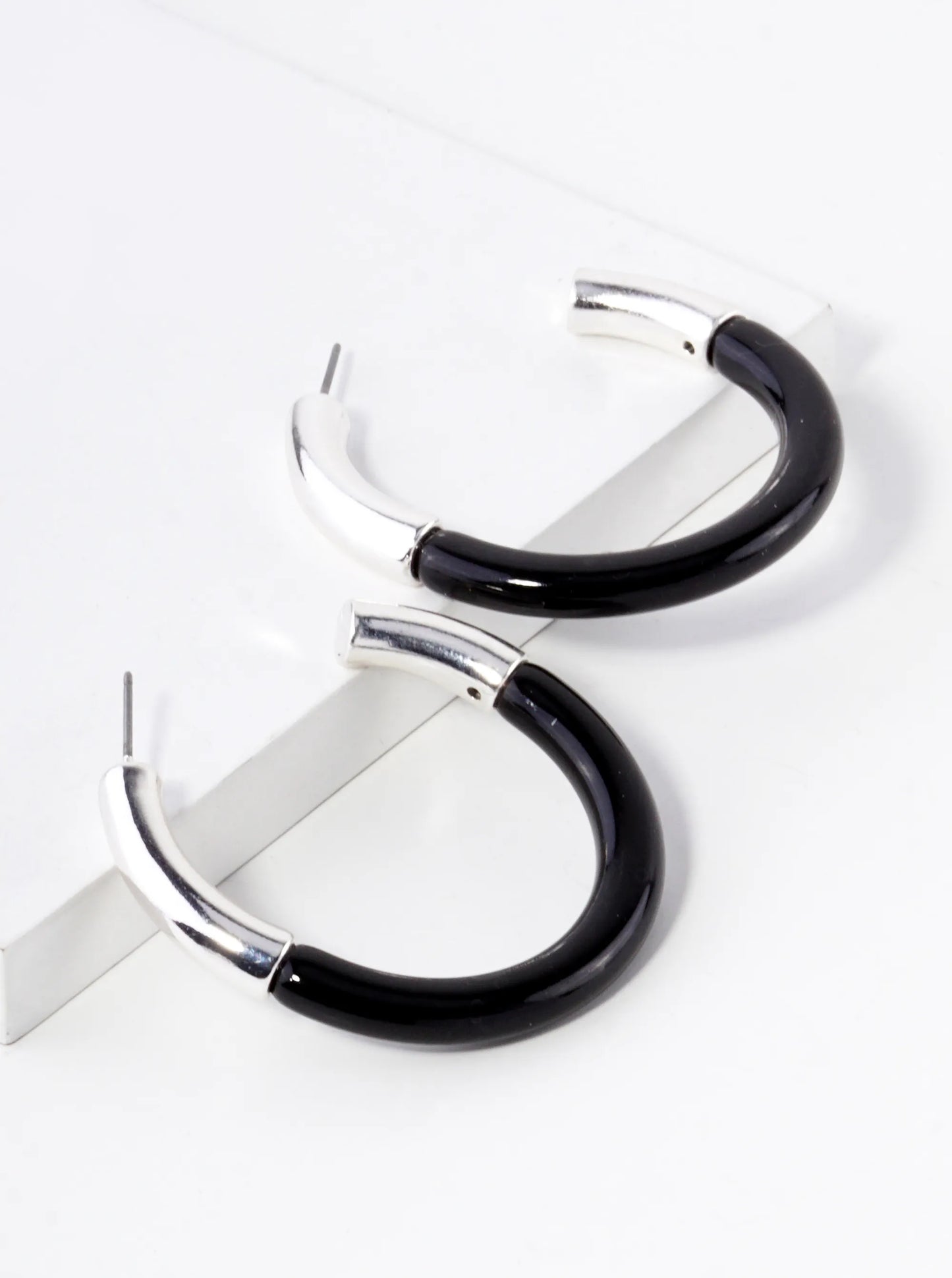 40mm Circular Acetate Hoop Earrings With Gold Accents