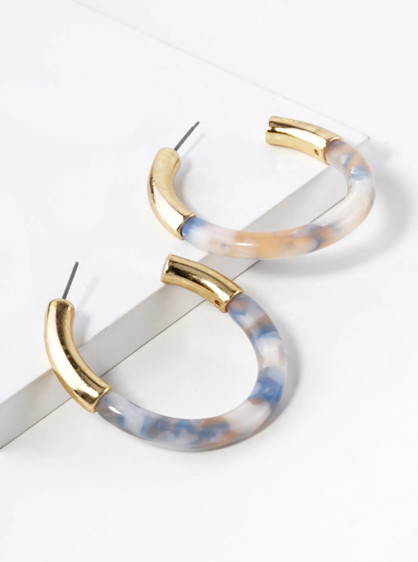 40mm Circular Acetate Hoop Earrings With Gold Accents