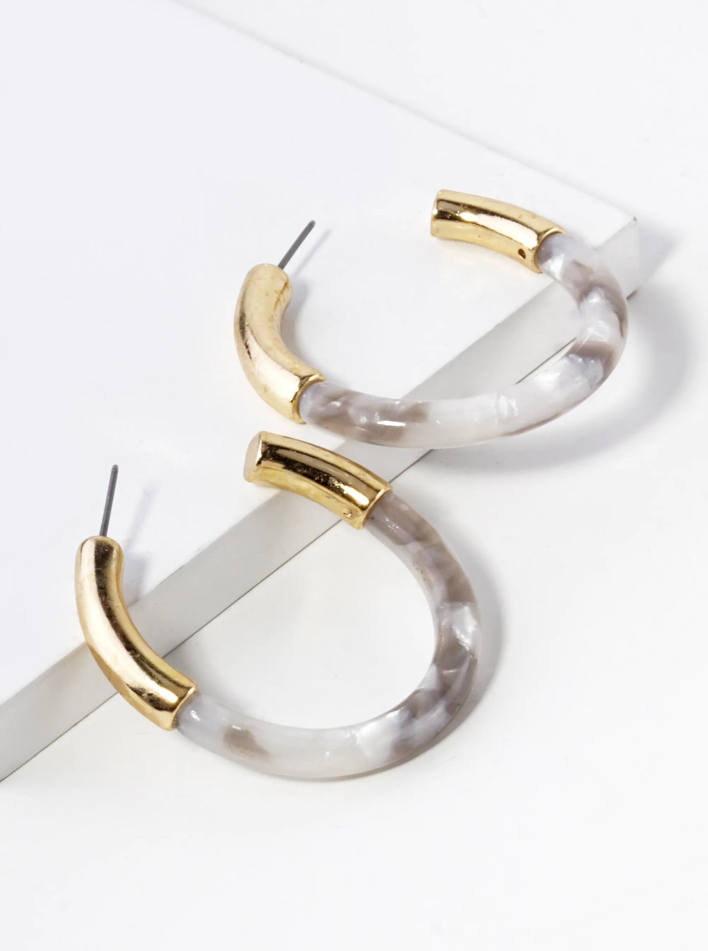 40mm Circular Acetate Hoop Earrings With Gold Accents