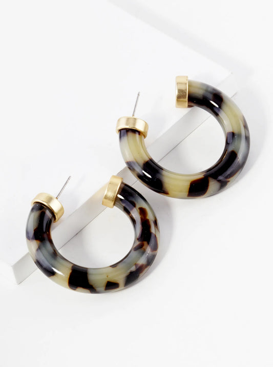 40mm Circular Acetate Hoop Earrings With Metal Accents