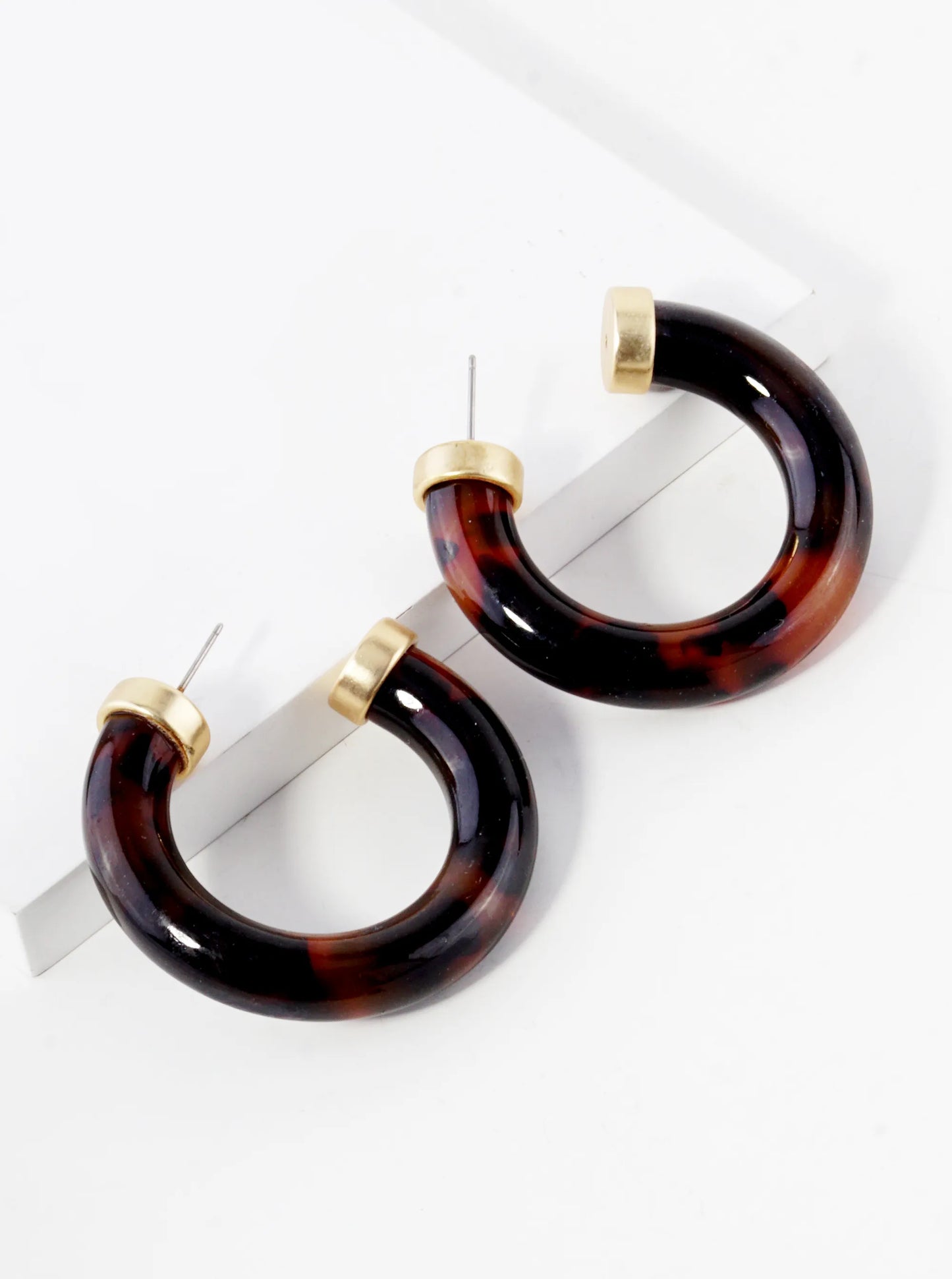 40mm Circular Acetate Hoop Earrings With Metal Accents