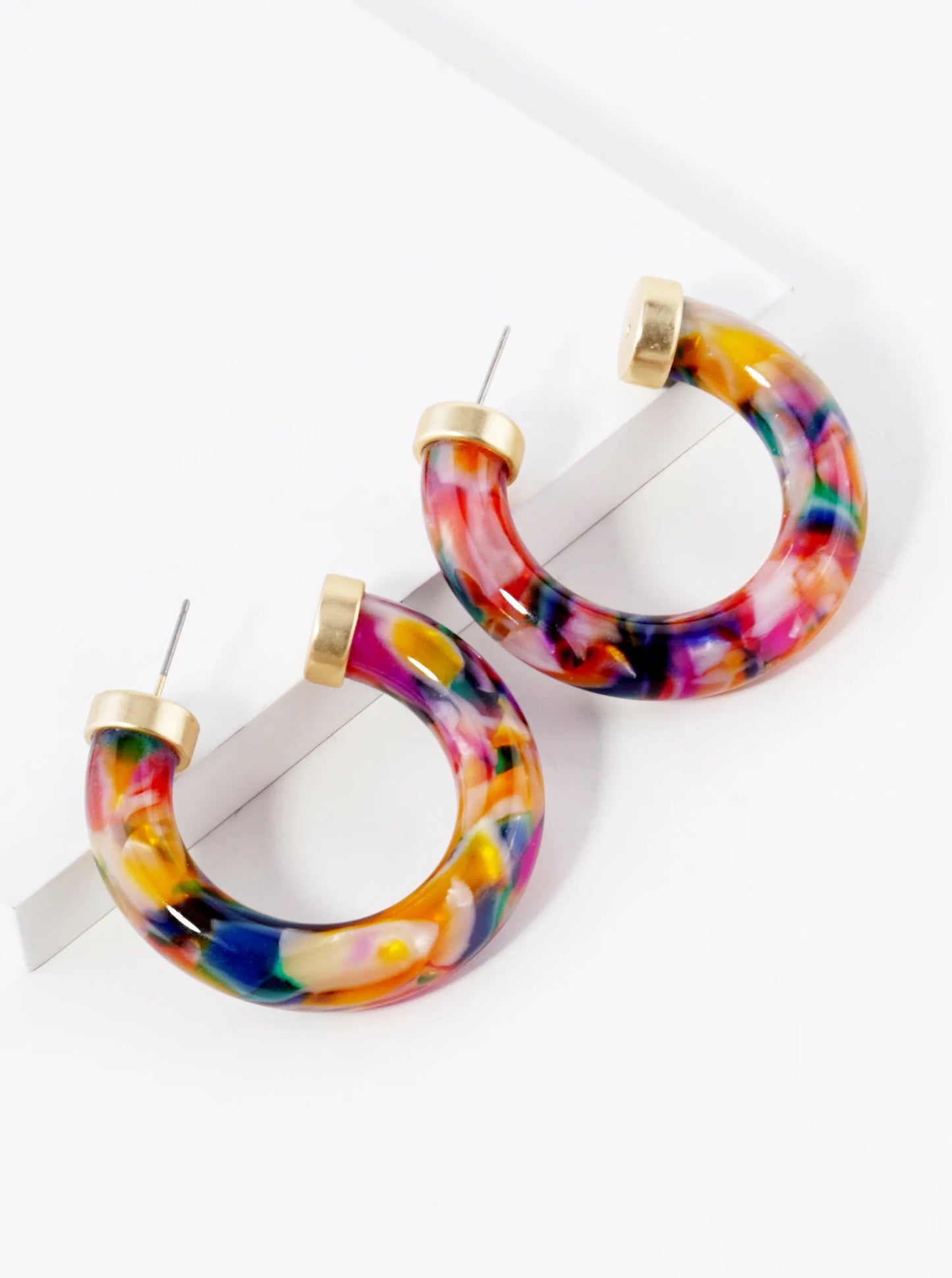 40mm Circular Acetate Hoop Earrings With Metal Accents