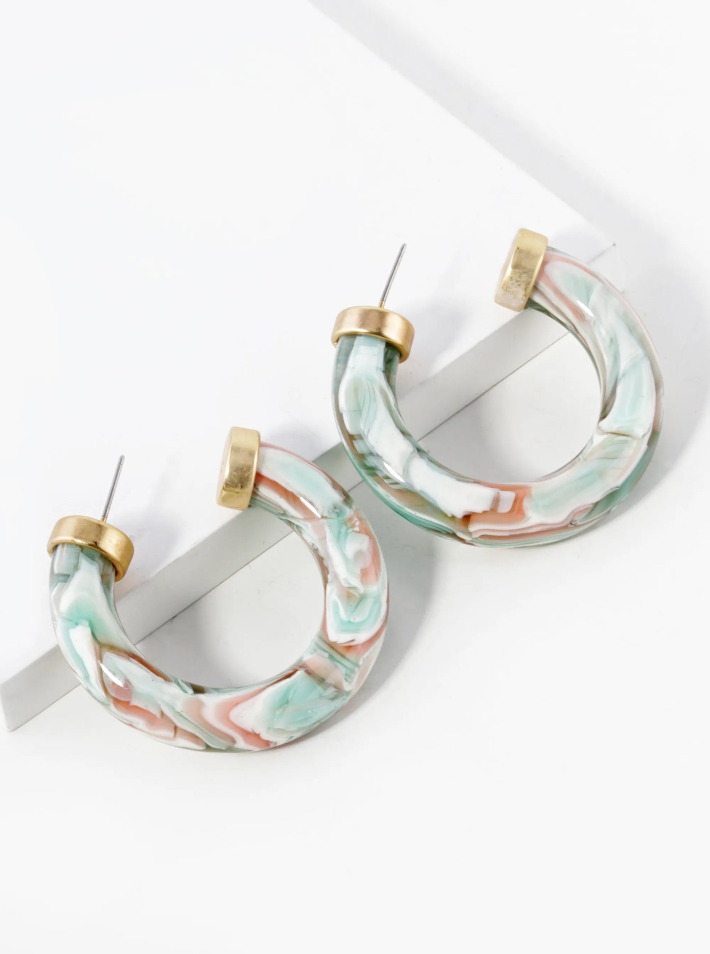 40mm Circular Acetate Hoop Earrings With Metal Accents