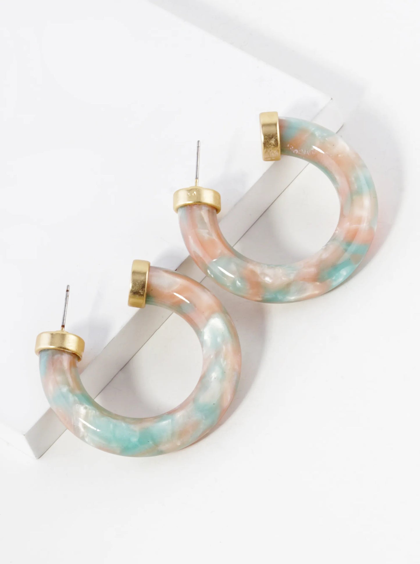 40mm Circular Acetate Hoop Earrings With Metal Accents