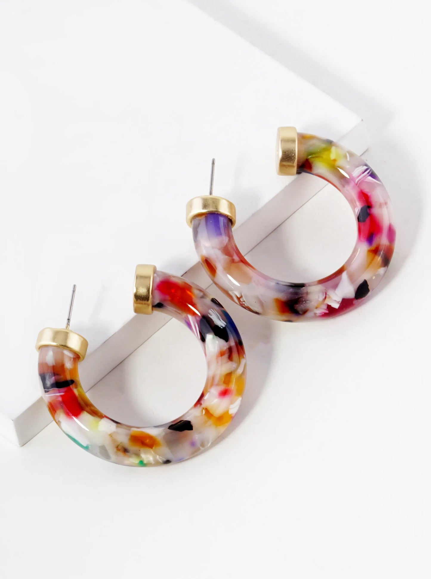 40mm Circular Acetate Hoop Earrings With Metal Accents