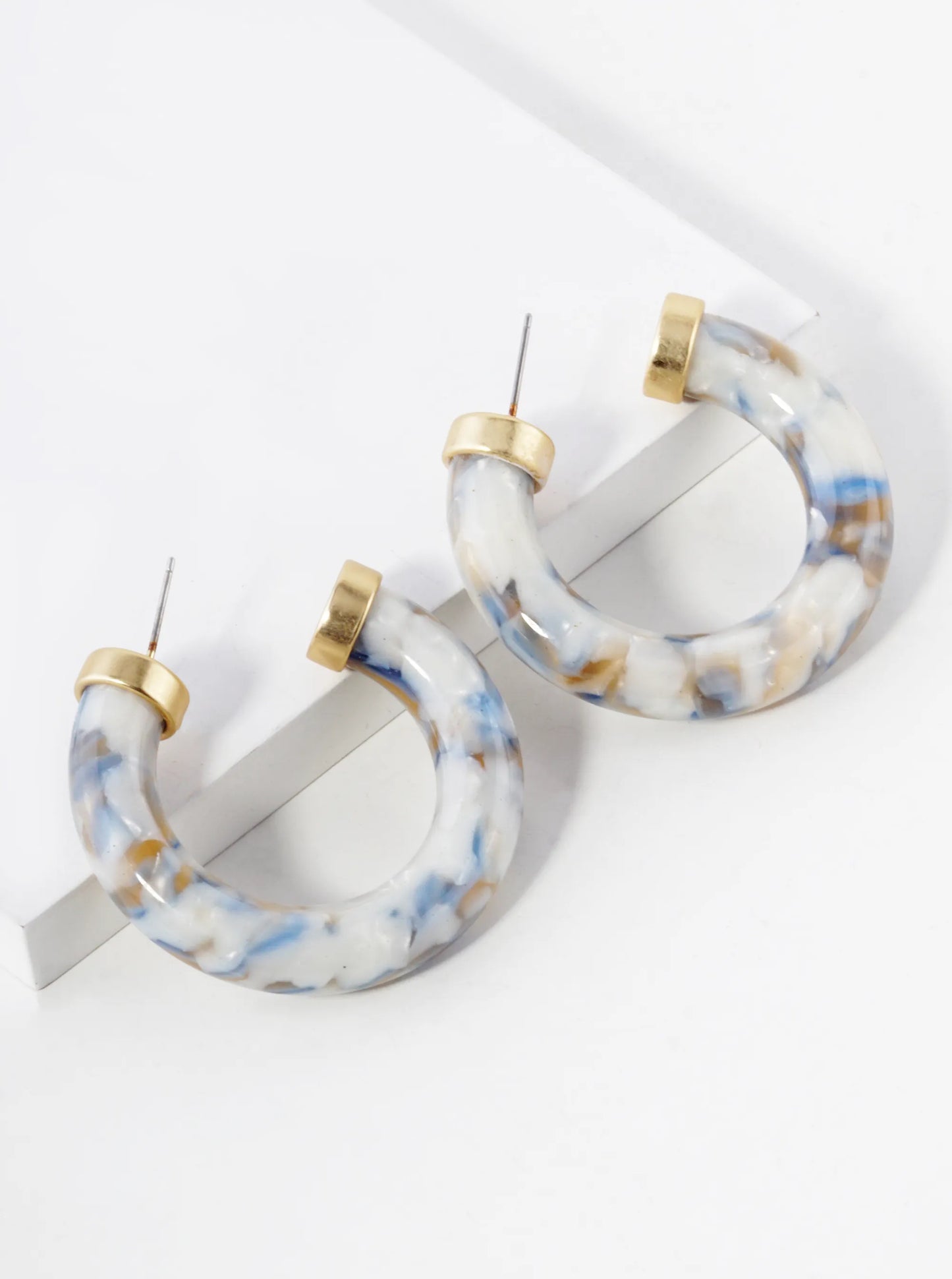 40mm Circular Acetate Hoop Earrings With Metal Accents