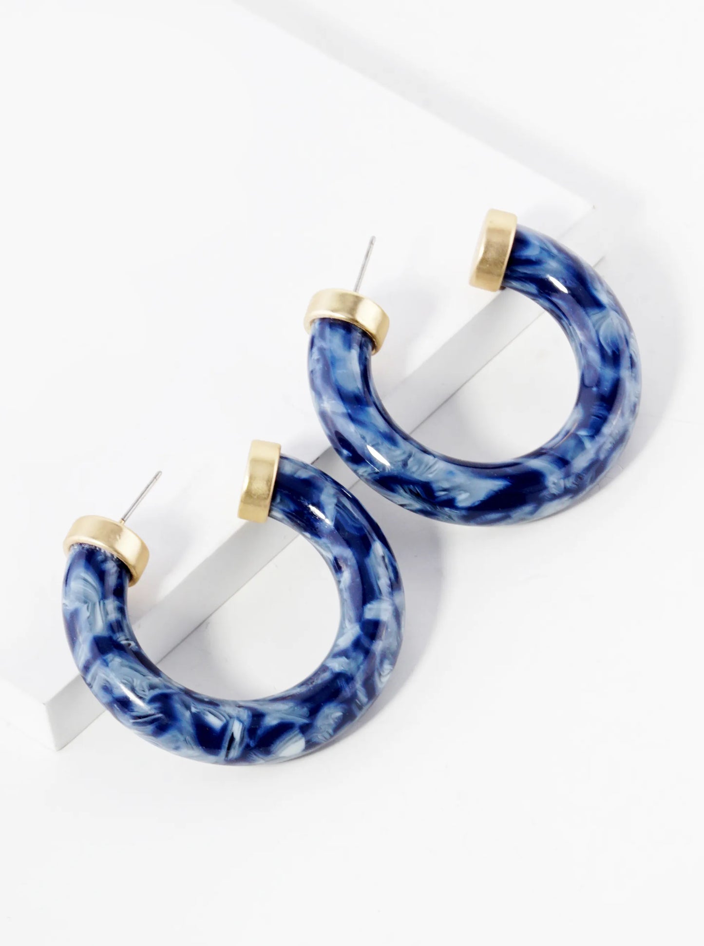 40mm Circular Acetate Hoop Earrings With Metal Accents