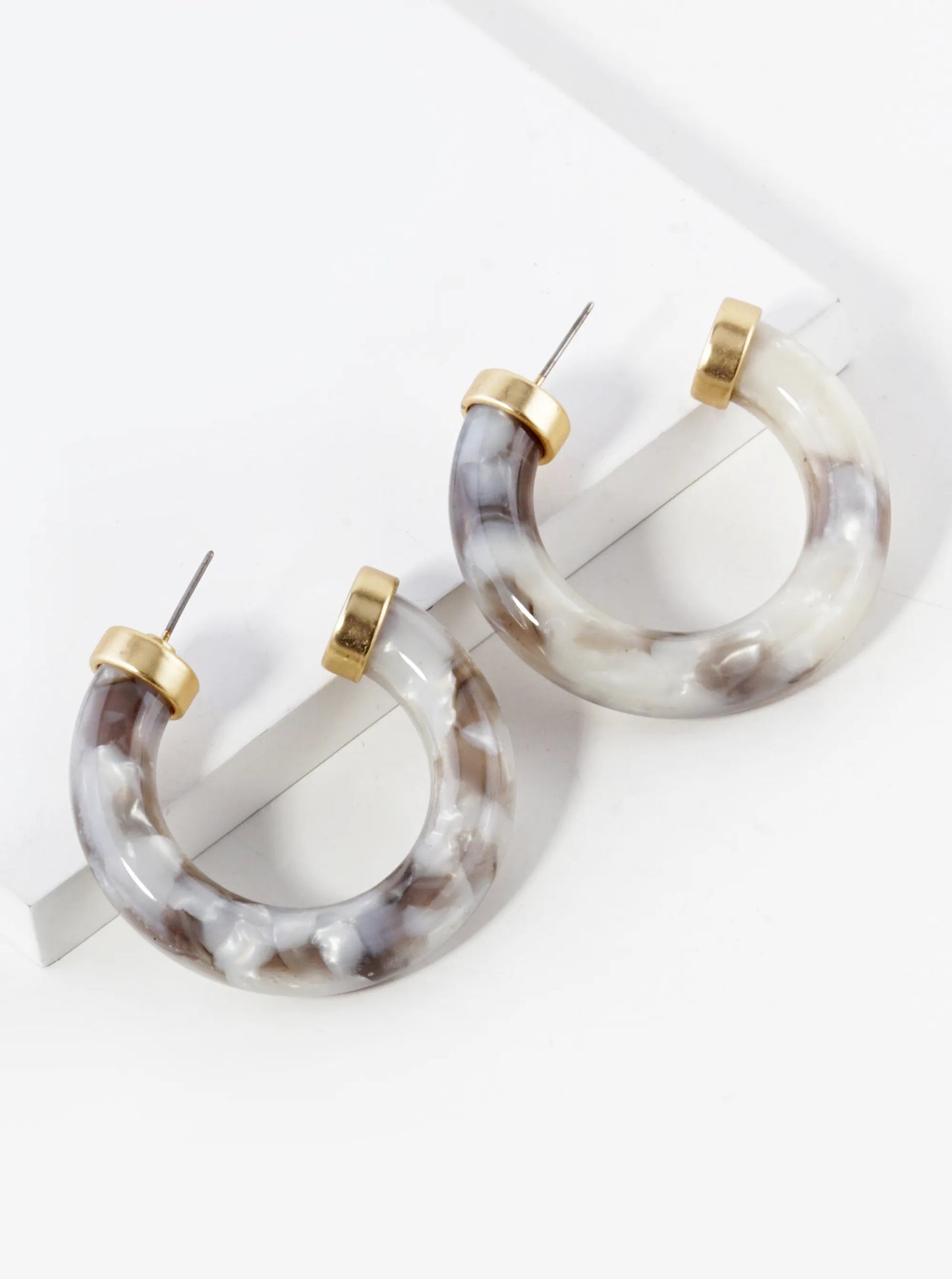 40mm Circular Acetate Hoop Earrings With Metal Accents