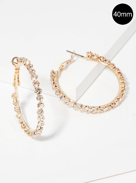 40mm Crystal Stone Hoop Earrings