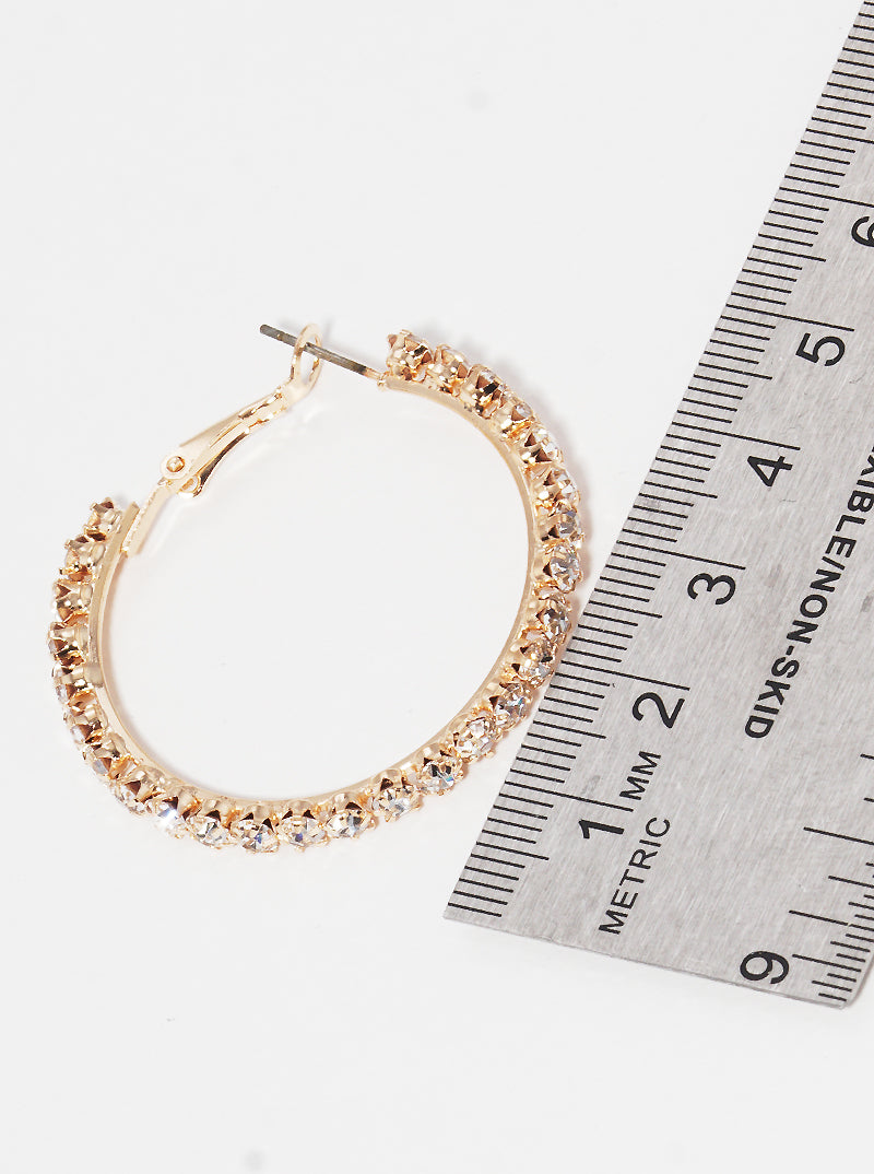 40mm Crystal Stone Hoop Earrings